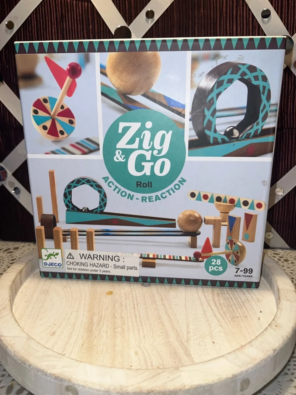 Zig & Go Roll Action-Reaction Kids Toy - Teal & Natural Wood